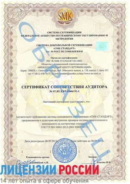 Образец сертификата соответствия аудитора №ST.RU.EXP.00006191-1 Карабаш Сертификат ISO 50001